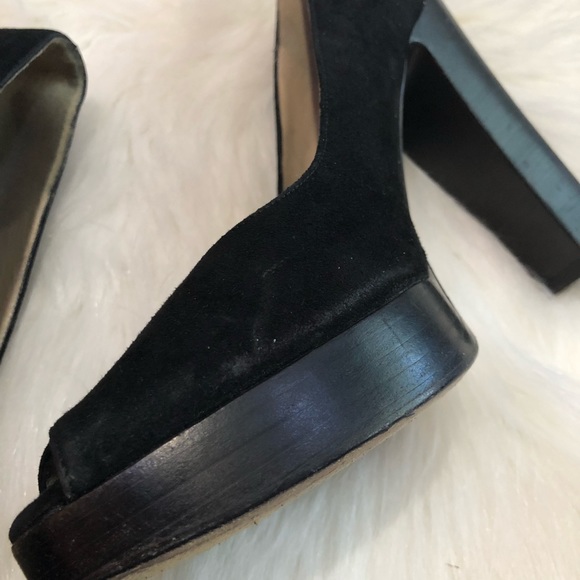 Michael Kors Size 6.5 Black Suede Open Toe Heels - Picture 5 of 8